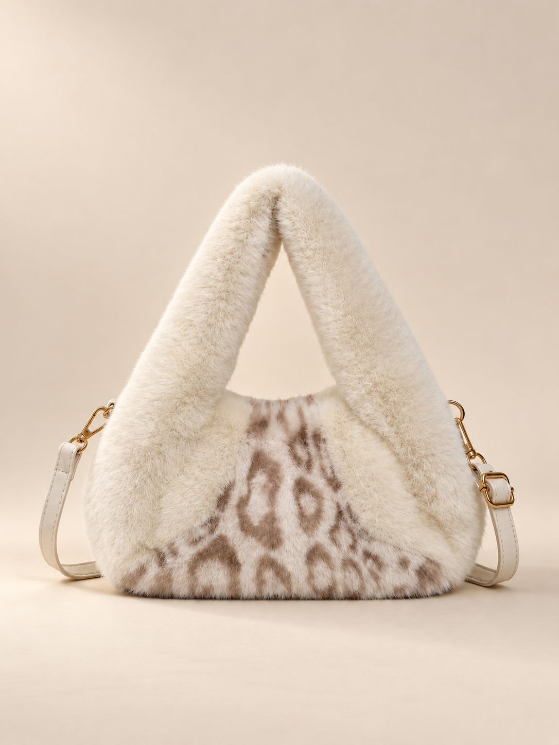 Winter Faux Fur Mini Handbag for Women Fluffy Plush Triangle Top‑Handle Bag Removable Crossbody Strap Y2K Fashion Party Purse