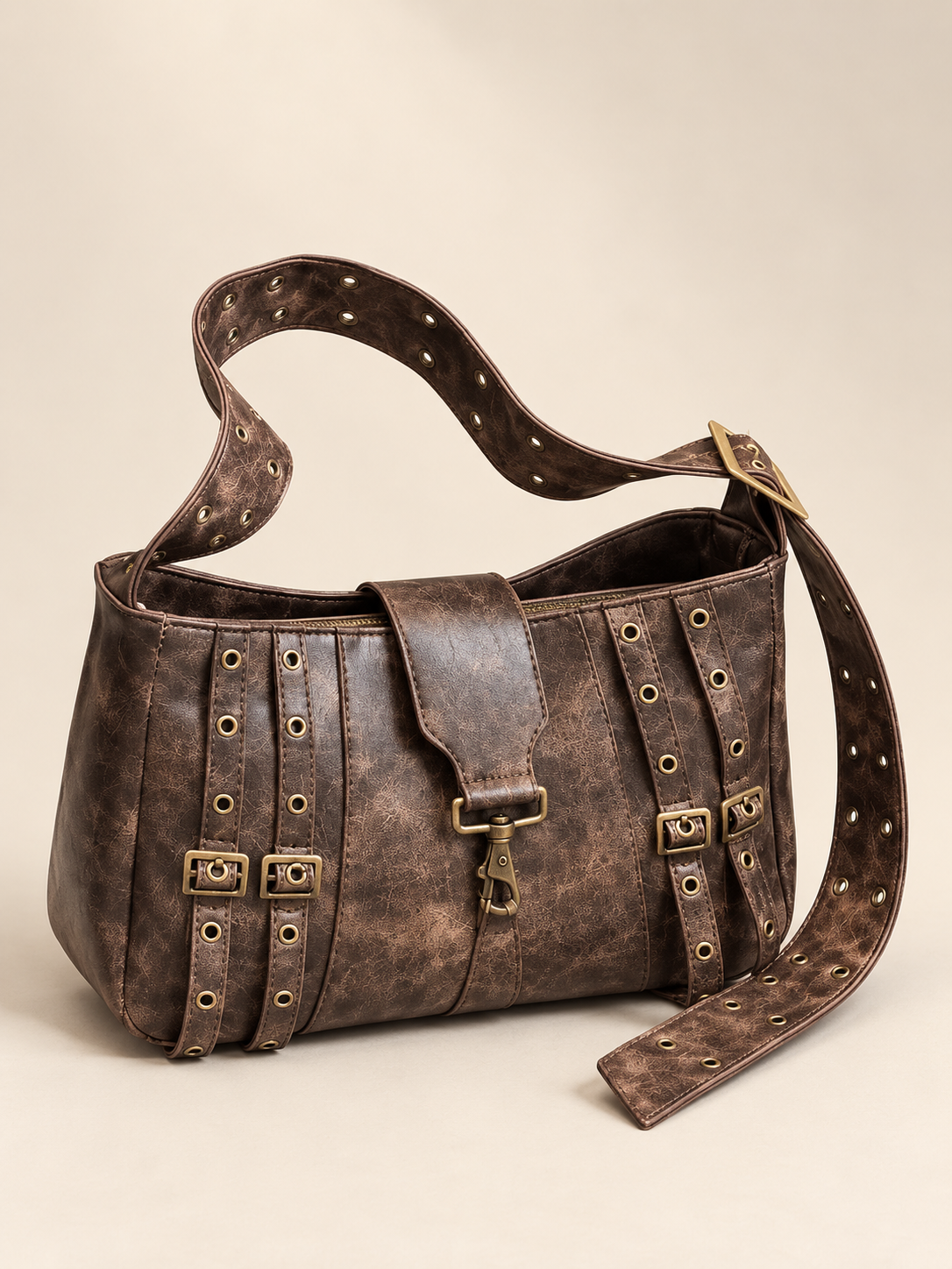JIAERDI Y2k Grunge Brown Shoulder Bags Women Vintage Pu Leather Messenger Bag Handbag Female Retro Large Capacity Tote Bag Chic