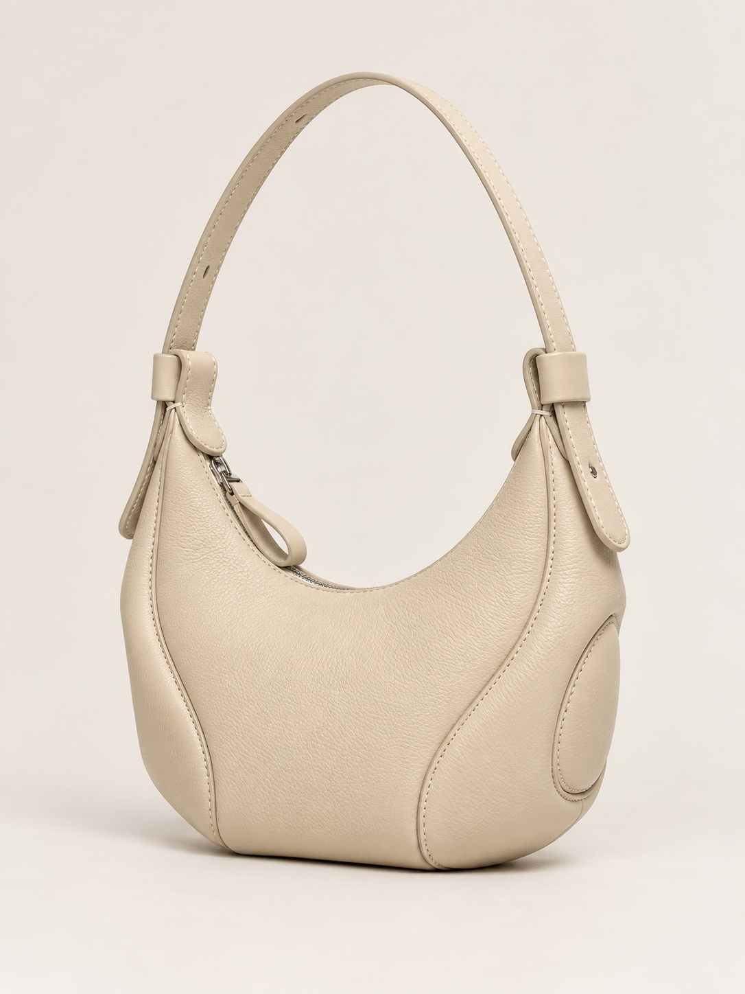 Aidrani Handmade Grain Cowhide Crescent Underarm Bag, Adjustable Strap Hobo Shoulder Purse, Soft Leather Casual Daily Ladies Bag