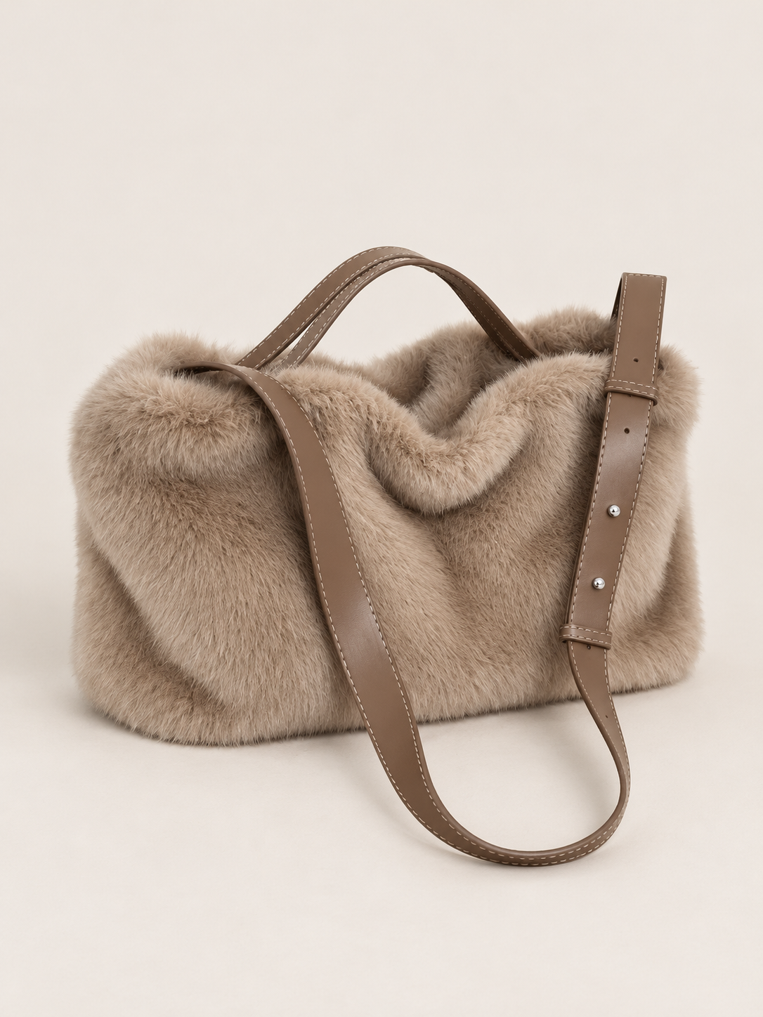 Faux Fur Women Handbag Large Capacity Fashion Winter Soft Ladies Big Tote Trend Female Shoulder Messenger Bag Bolsa Commute Work