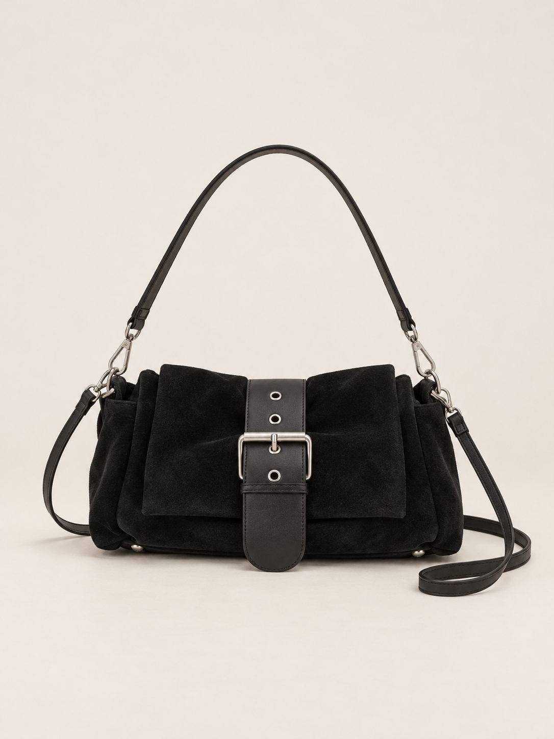 LEFTSIDE Vintage Small PU Leather Shoulder Bag with Wide Leather Strap & Silver Buckle Retro Crossbody Purse for Women Handbag