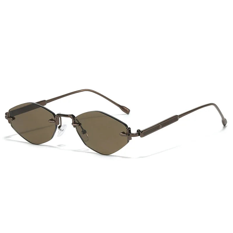 SHAUNA Metal Rimless Rhomb Sunglasses UV400