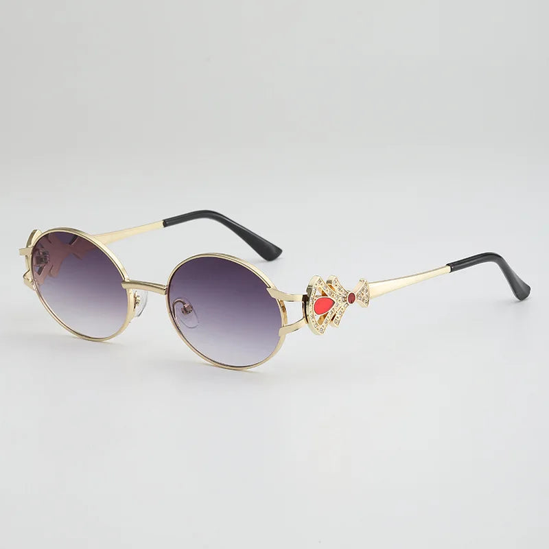2026 Retro Oval Metal Frame Sunglasses for Women Luxury Crystal Decor UV400 Shades Fashion Elegant Sunglasses for Daily & Party