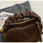 Simple Solid Color Shoulder Bag PU Leather Adjustable Straps Pillow Bag Matte Suede Crossbody Bag Autumn Winter