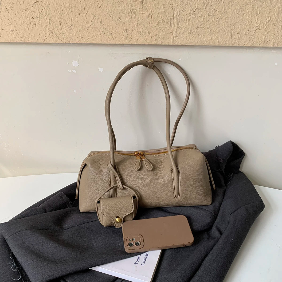 LEFTSIDE Vintage PU Leather Underarm Bag 2026 New Trend Shoulder Bags Women Casual Simple Solid Color Handbags and Purses