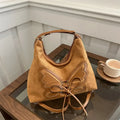 Faux Suede Tote Bag, Bow Tie Backpack, Chic Retro Single Handbag Women Shoulder Messenger Bag, Matte PU Leather Cross Body Bags
