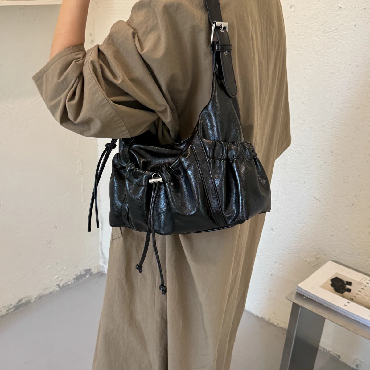 LEFTSIDE Vintage Small PU Leather Hobo Bag 2026 New Trend Women Casual Underarm Crossbody Bags Female Handbags and Purses