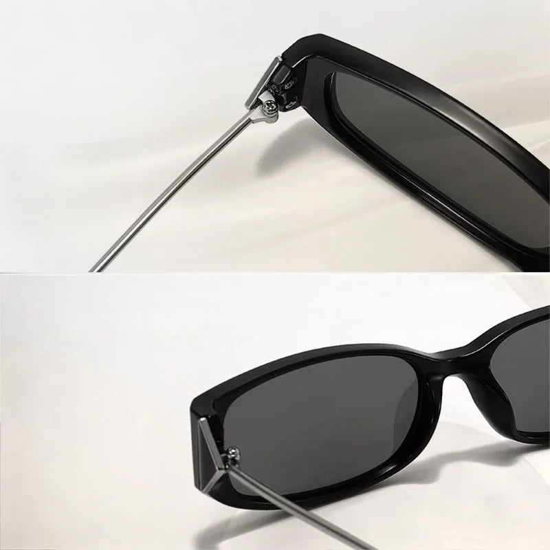 SHAUNA Ins Popular Trending Rectangle Sunglasses Retro Edge Punk Shades UV400