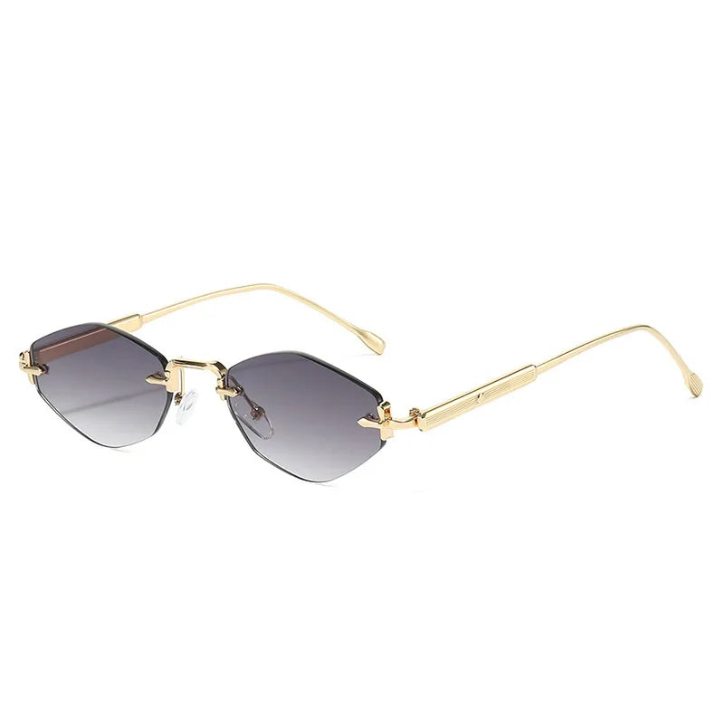 SHAUNA Metal Rimless Rhomb Sunglasses UV400