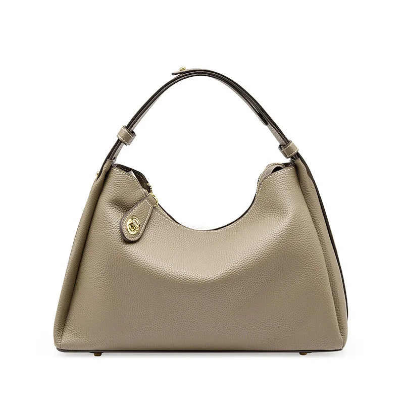 Genuine Leather Women's Shoulder Bag 2024 New Luxury Creative Design Zipper Lock Female Handbag Cowhide Fashion Crossbody Bags