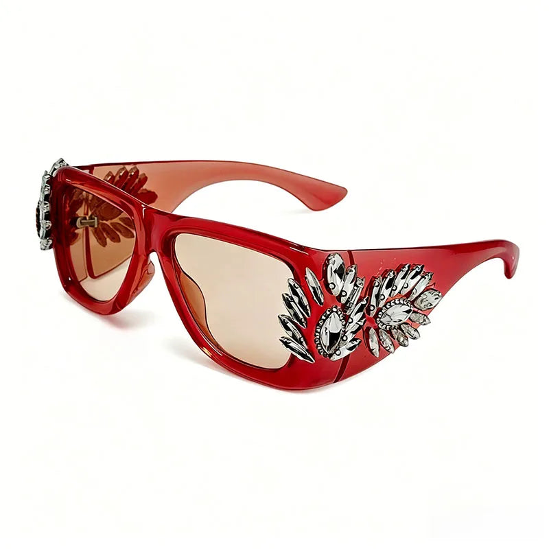 New Luxury Crystal Rhinestone Eyewear Women Elegant Oversized Frame Bling Diamond Decorative For Party Festival Trendy Accessory