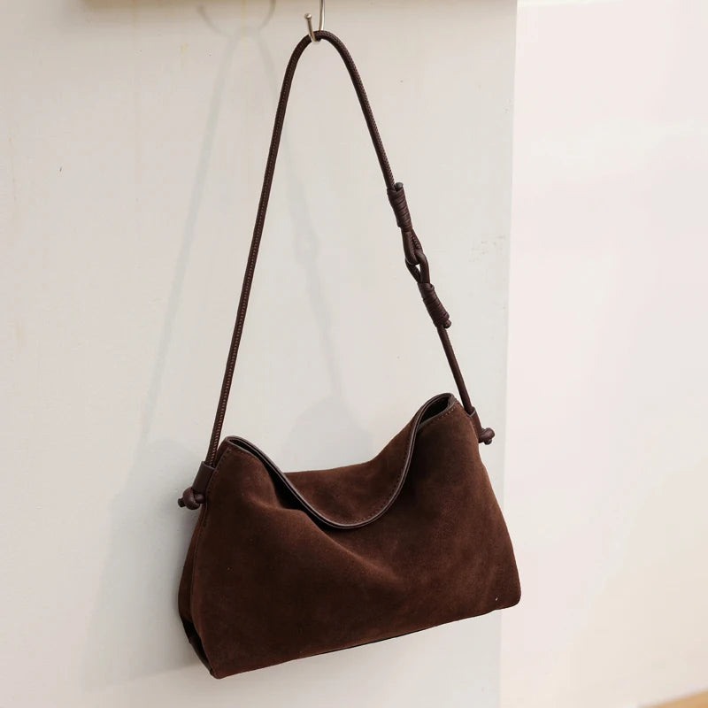 Genuine Suede Bag Women Handbags Large Capacity Tote Messenger Shoulder Bags Female Luxury Designer Cowhide Commuting Hobo Bag