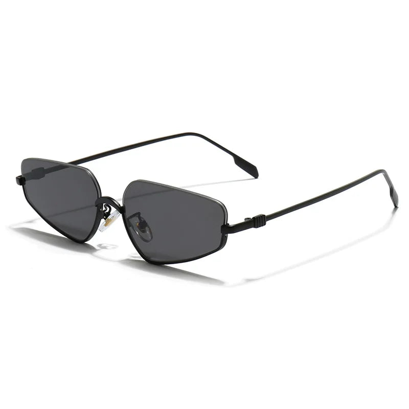 SHAUNA Fashion Stainless Steel Half Frames Women Cat Eye Sunglasses Ins Popular Men Gradient Shades UV400