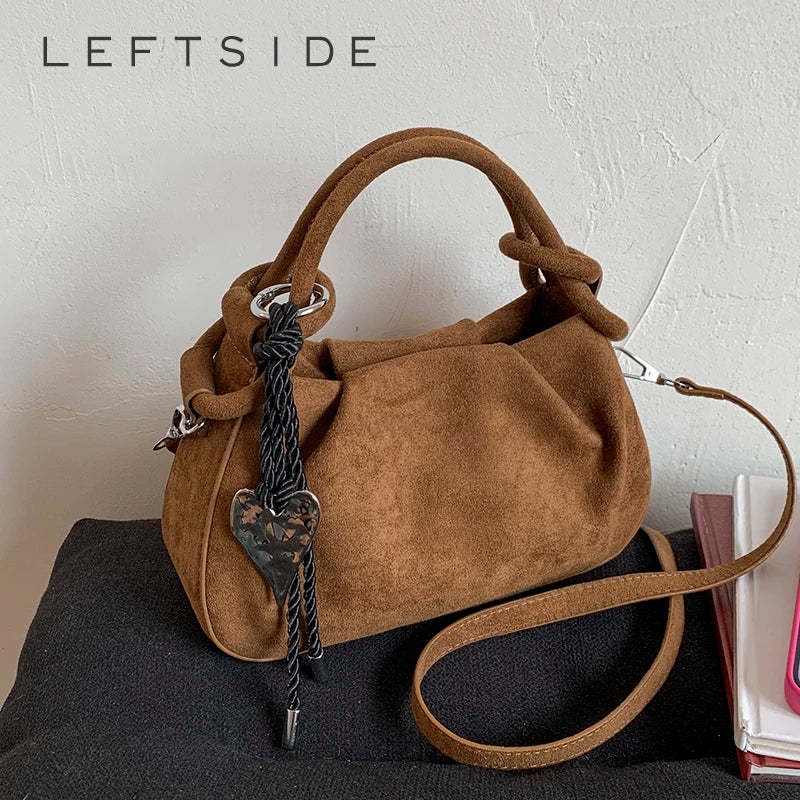 LEFTSIDE Small PU Leather Shoulder Bags for Women 2025 Luxury Designer Brand Trend Crossbody Bag Females Short Handle Handbags