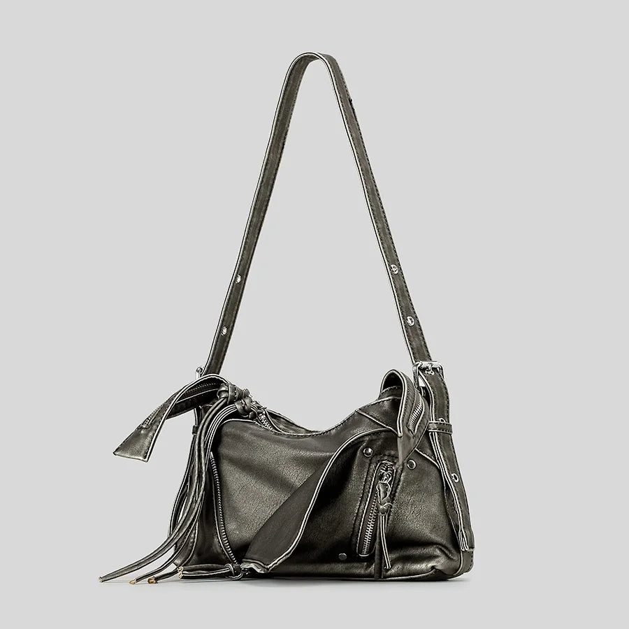 Fashion zipper women shoulder Messenger Bag Y2K Girl Harajuku motorcycle bag niche design woman handbag Female Armpit bag