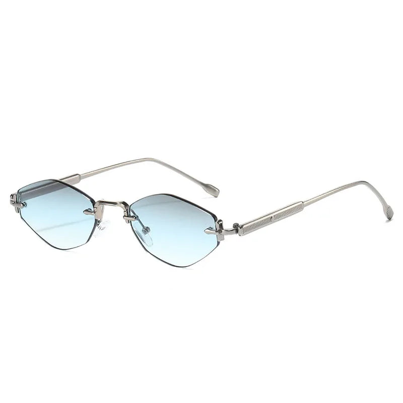 SHAUNA Metal Rimless Rhomb Sunglasses UV400