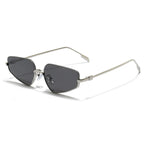 SHAUNA Fashion Stainless Steel Half Frames Women Cat Eye Sunglasses Ins Popular Men Gradient Shades UV400