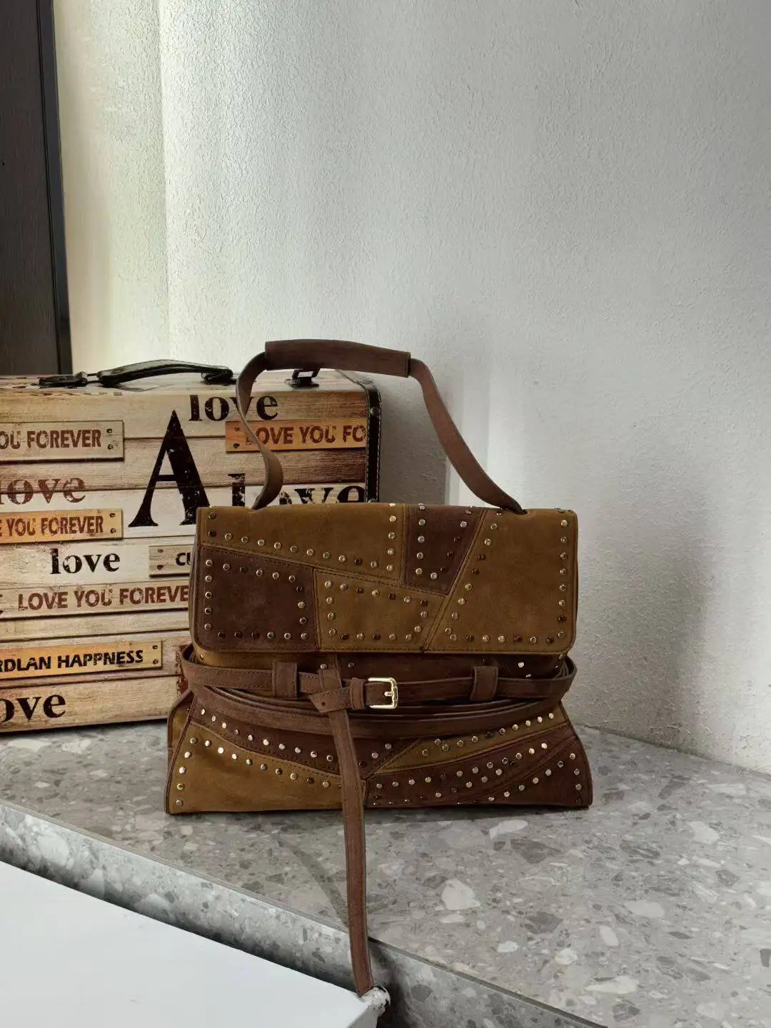 England Style Faux Suede Bags For Women Luxury Designer Handbags And Purses 2026 New In Vintage Belt Buckle Top Handle Shoulder