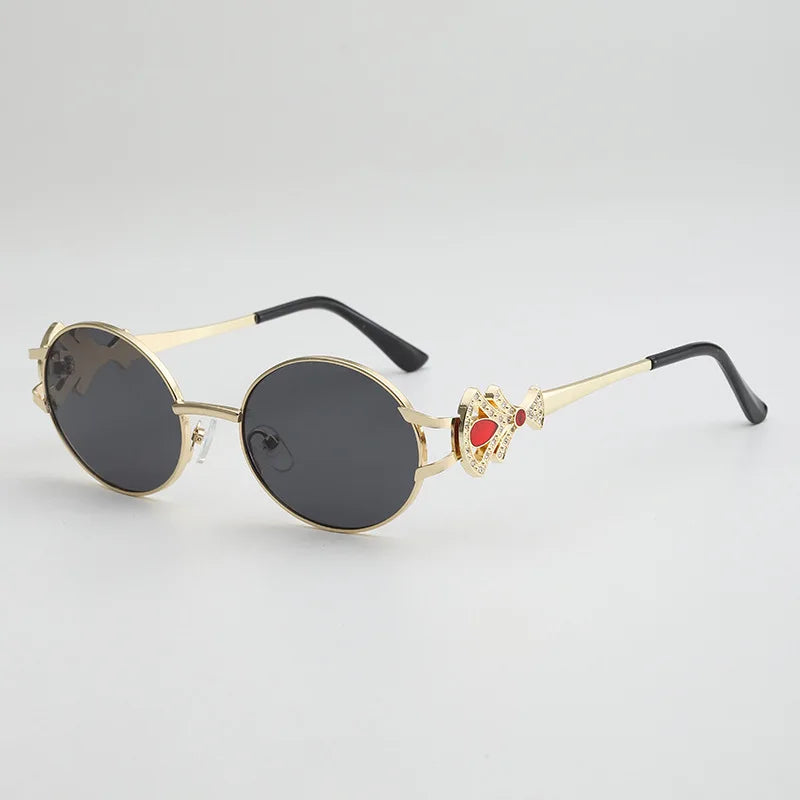 2026 Retro Oval Metal Frame Sunglasses for Women Luxury Crystal Decor UV400 Shades Fashion Elegant Sunglasses for Daily & Party