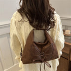 Faux Suede Tote Bag, Bow Tie Backpack, Chic Retro Single Handbag Women Shoulder Messenger Bag, Matte PU Leather Cross Body Bags