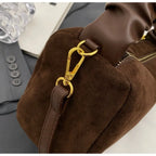 Simple Solid Color Shoulder Bag PU Leather Adjustable Straps Pillow Bag Matte Suede Crossbody Bag Autumn Winter