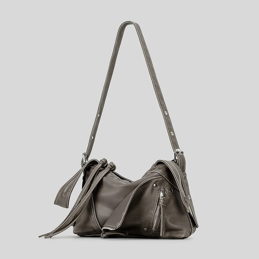 Fashion zipper women shoulder Messenger Bag Y2K Girl Harajuku motorcycle bag niche design woman handbag Female Armpit bag