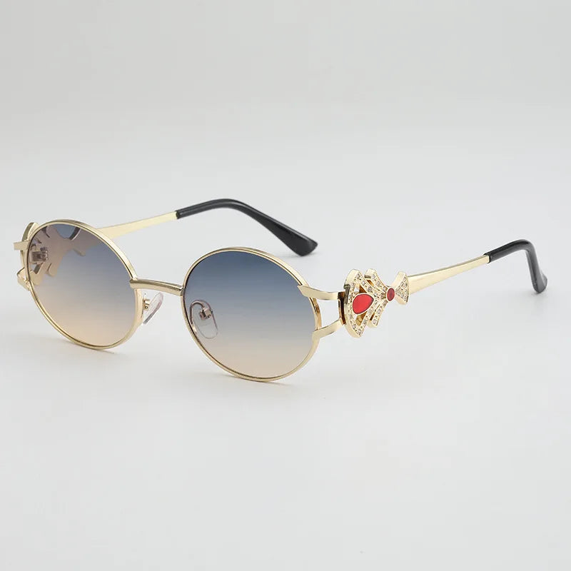 2026 Retro Oval Metal Frame Sunglasses for Women Luxury Crystal Decor UV400 Shades Fashion Elegant Sunglasses for Daily & Party