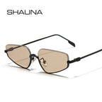 SHAUNA Fashion Stainless Steel Half Frames Women Cat Eye Sunglasses Ins Popular Men Gradient Shades UV400