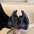 Fashionable Plaid Pattern Handbag Ladies Metal Chains Shoulder Bag New Design Multi Pocket High Quality Women's Crossbody Bags