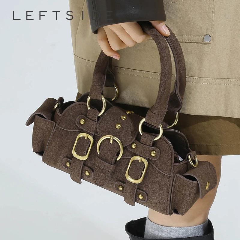 LEFTSIDE Small PU Leather Shoulder Bags for Women 2025 Luxury Designer Trend New Crossbody Bag Females Short Handle Handbags
