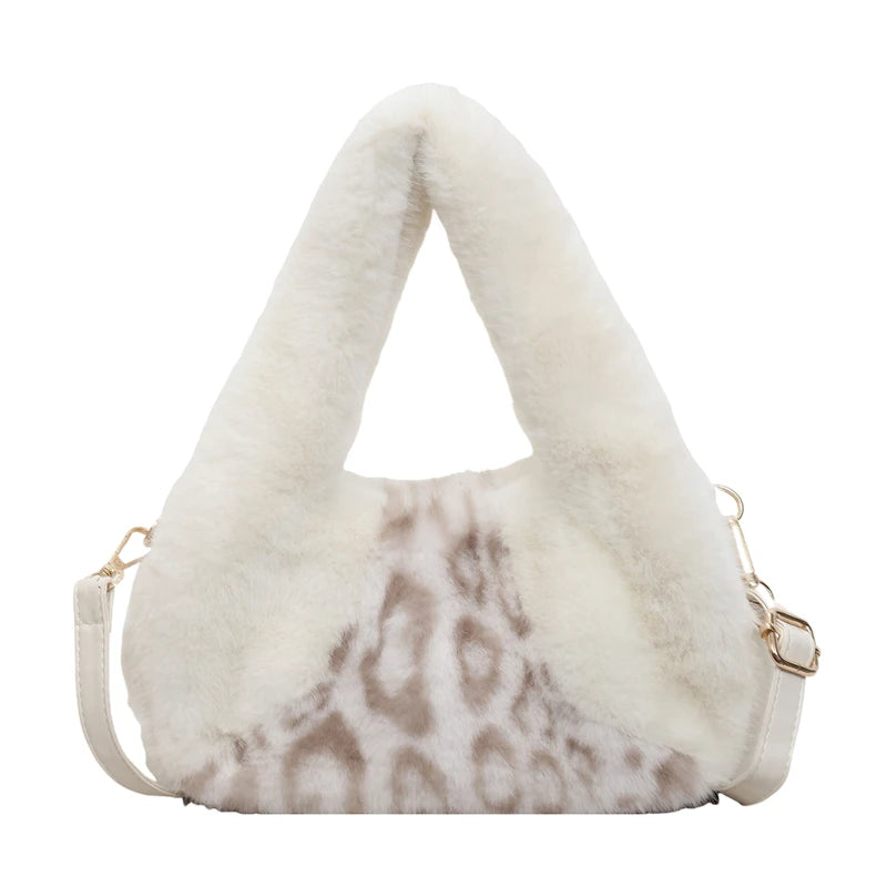 Winter Faux Fur Mini Handbag for Women Fluffy Plush Triangle Top‑Handle Bag Removable Crossbody Strap Y2K Fashion Party Purse
