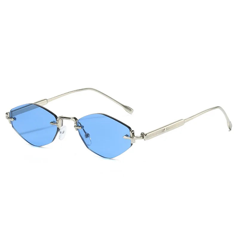 SHAUNA Metal Rimless Rhomb Sunglasses UV400