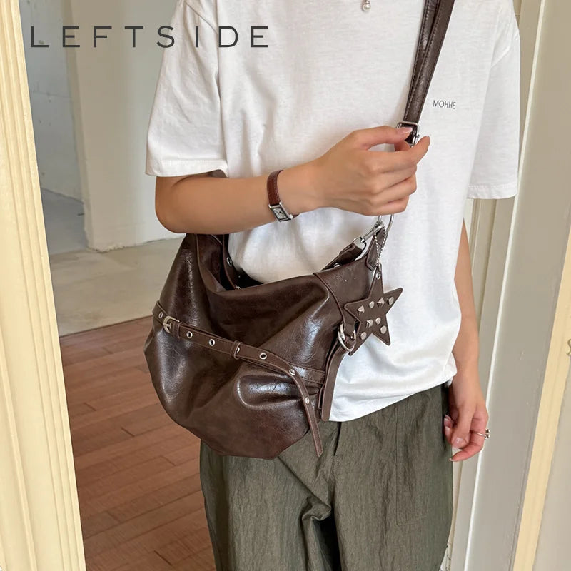 Y2K Vintage PU Leather Shoulder Bag Ladies Hobo Crossbody Bags 2026 New Trend Fashion Retro Solid Color Handbags and Purses