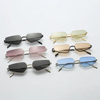 SHAUNA Fashion Stainless Steel Half Frames Women Cat Eye Sunglasses Ins Popular Men Gradient Shades UV400