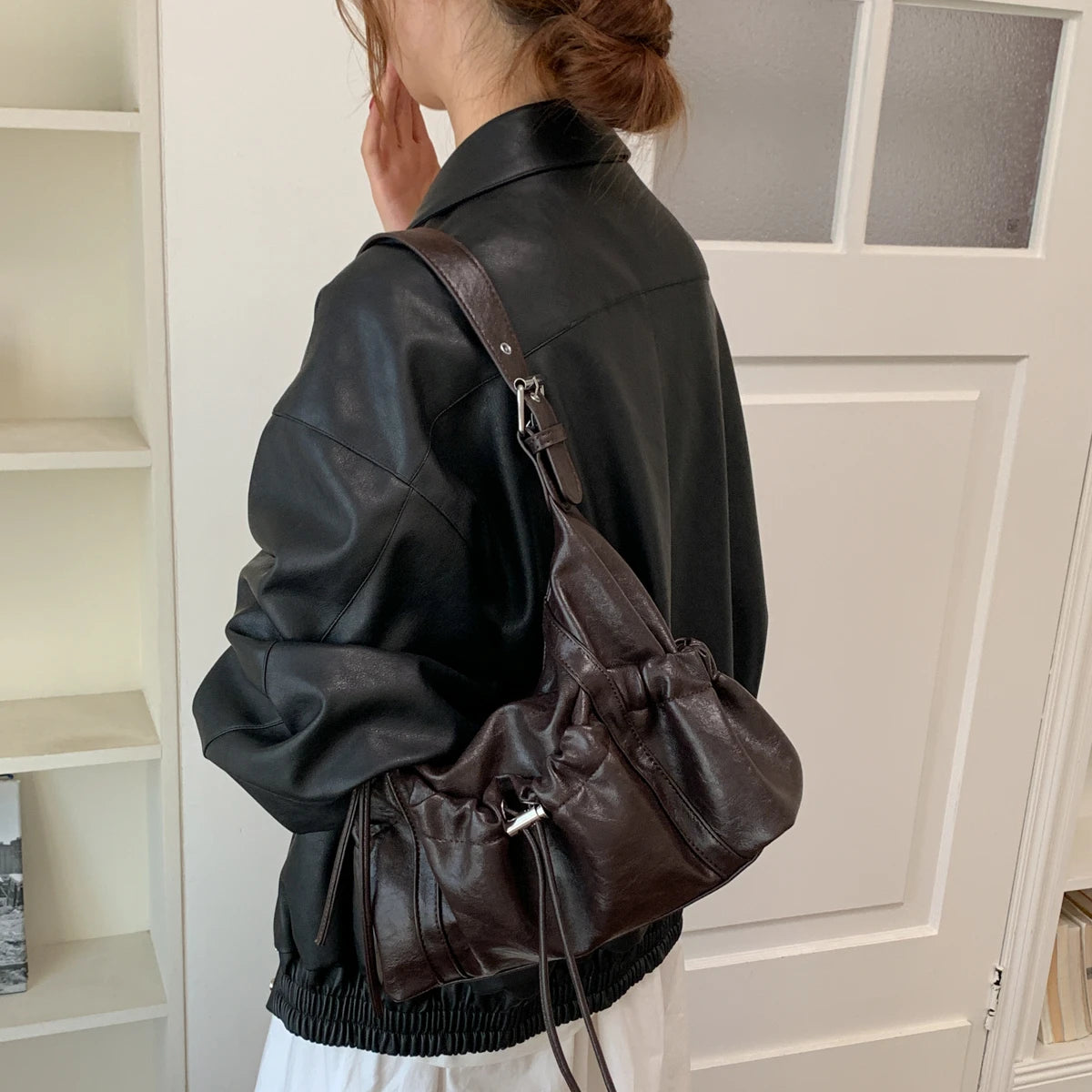 LEFTSIDE Vintage Small PU Leather Hobo Bag 2026 New Trend Women Casual Underarm Crossbody Bags Female Handbags and Purses
