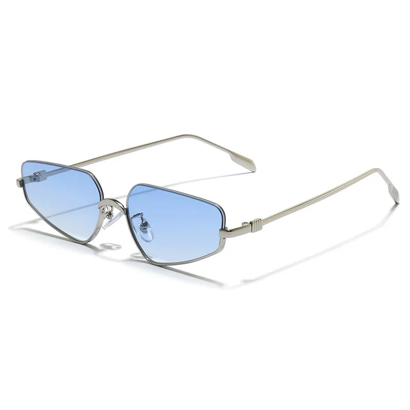 SHAUNA Fashion Stainless Steel Half Frames Women Cat Eye Sunglasses Ins Popular Men Gradient Shades UV400