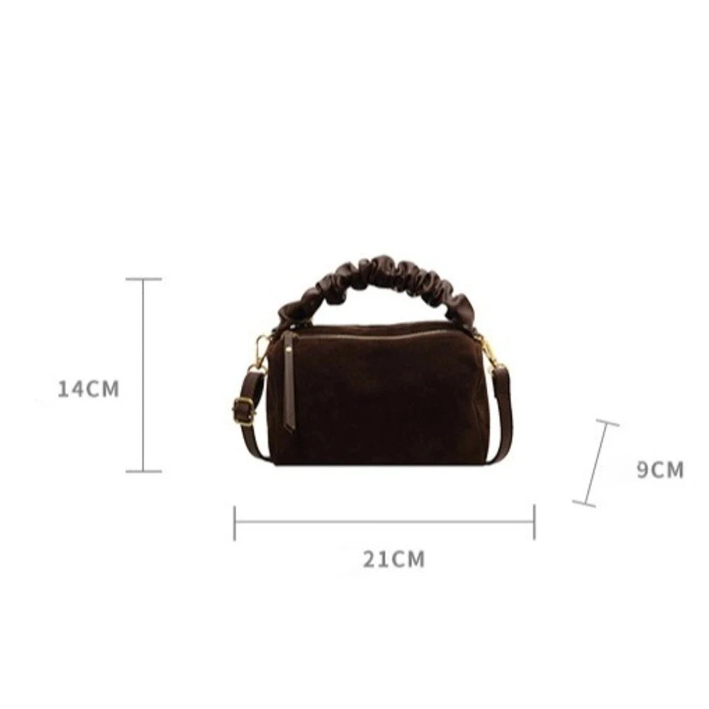 Simple Solid Color Shoulder Bag PU Leather Adjustable Straps Pillow Bag Matte Suede Crossbody Bag Autumn Winter
