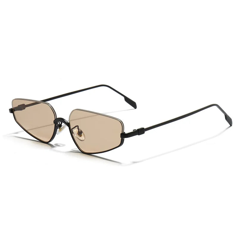 SHAUNA Fashion Stainless Steel Half Frames Women Cat Eye Sunglasses Ins Popular Men Gradient Shades UV400