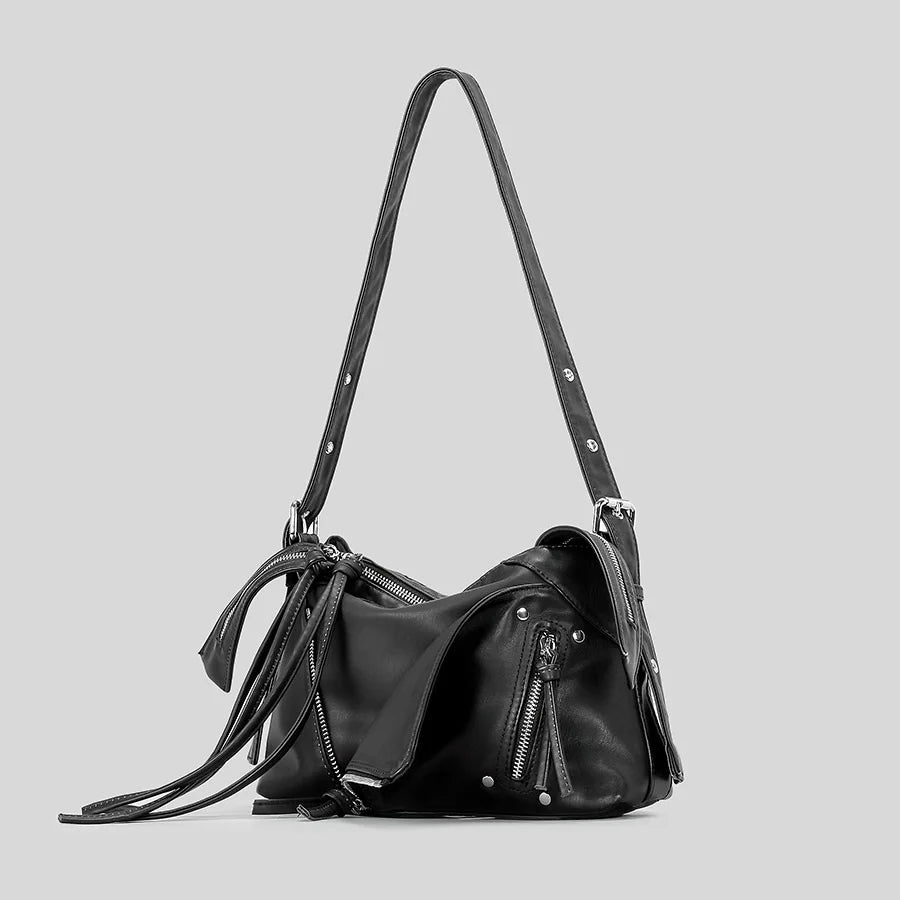 Fashion zipper women shoulder Messenger Bag Y2K Girl Harajuku motorcycle bag niche design woman handbag Female Armpit bag
