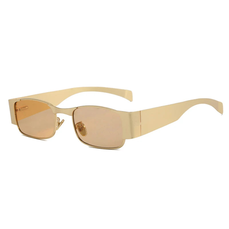 SHAUNA Vintage Rectangle Metal Women Luxury Sunglasses Shades UV400