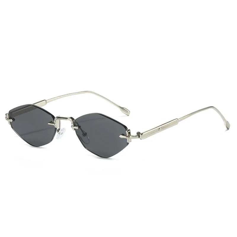 SHAUNA Metal Rimless Rhomb Sunglasses UV400