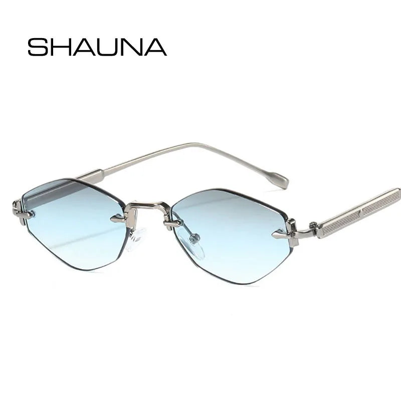SHAUNA Metal Rimless Rhomb Sunglasses UV400