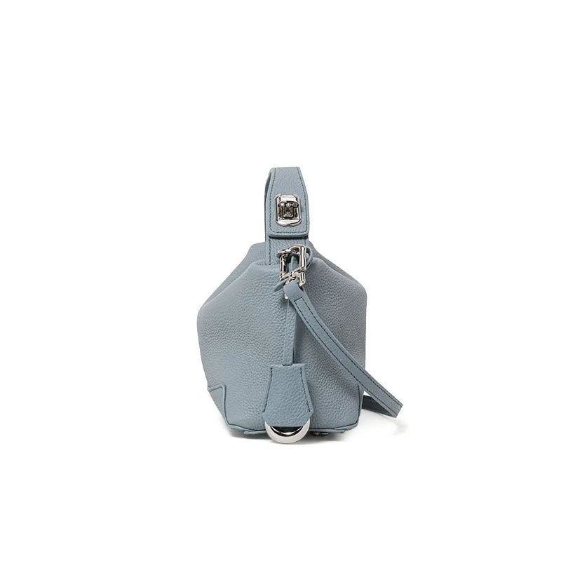 Genuine Cowhide Leather Women Hobo Bag, Mini Top Handle Satchel, Adjustable Crossbody Bag for Travel Daily Use
