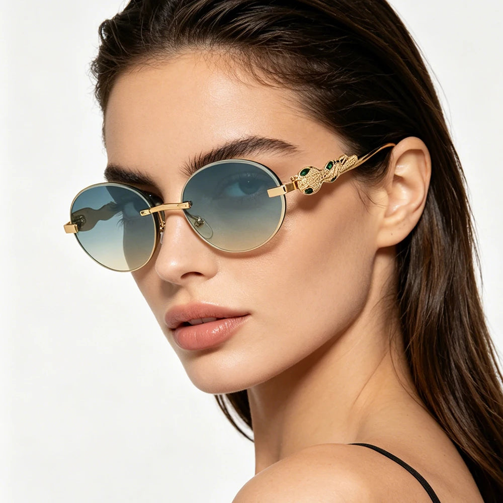Hot Designer Fashion Women's Sunglasses Premium Retro Sunglasses borderless Frame Metal Glasses