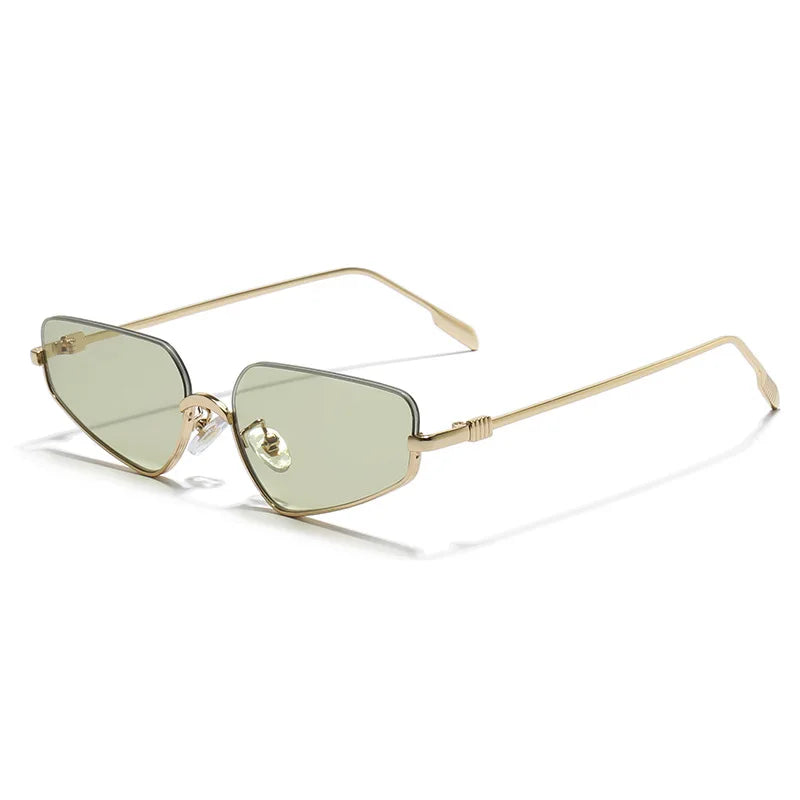 SHAUNA Fashion Stainless Steel Half Frames Women Cat Eye Sunglasses Ins Popular Men Gradient Shades UV400