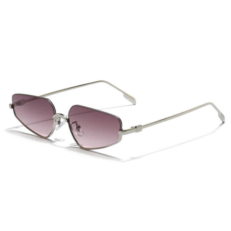 SHAUNA Fashion Stainless Steel Half Frames Women Cat Eye Sunglasses Ins Popular Men Gradient Shades UV400