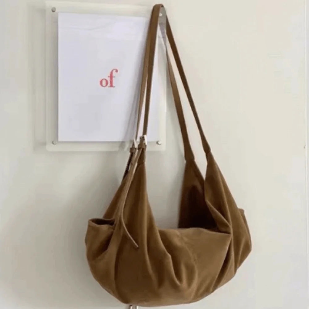 Deer Suede Surface Korean Crossbody Bag High Quality Double Shoulder Strap Casual Crossbody Bag Velvet Surface