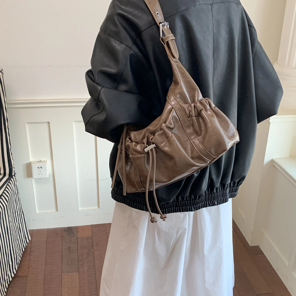 LEFTSIDE Vintage Small PU Leather Hobo Bag 2026 New Trend Women Casual Underarm Crossbody Bags Female Handbags and Purses