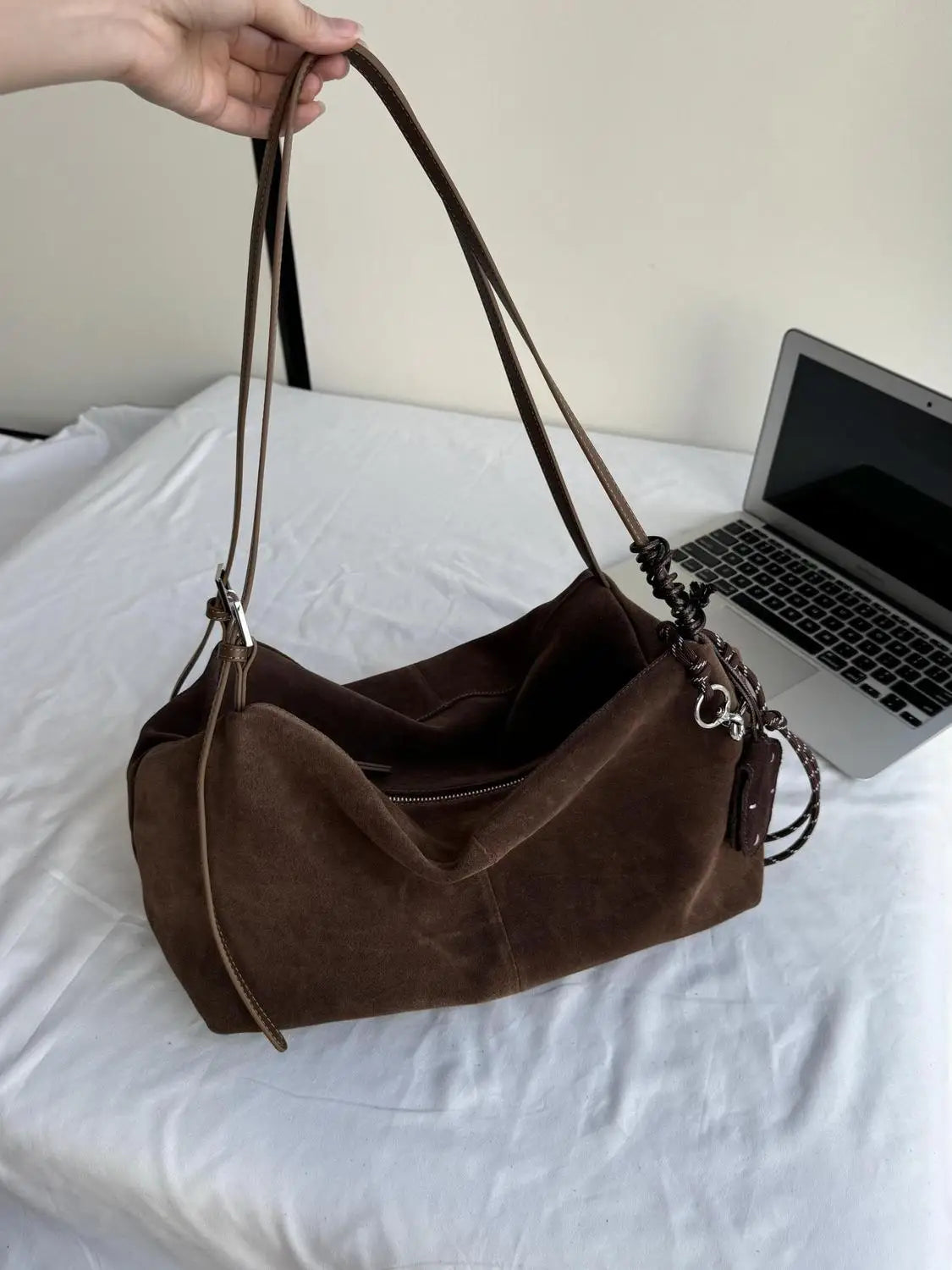 JIAERDI Vintage Large Capacity Tote Bag Women Retro Suede Casual Shoulder Bags Ladies Versatile Frosted Handbag Purse 2025 New
