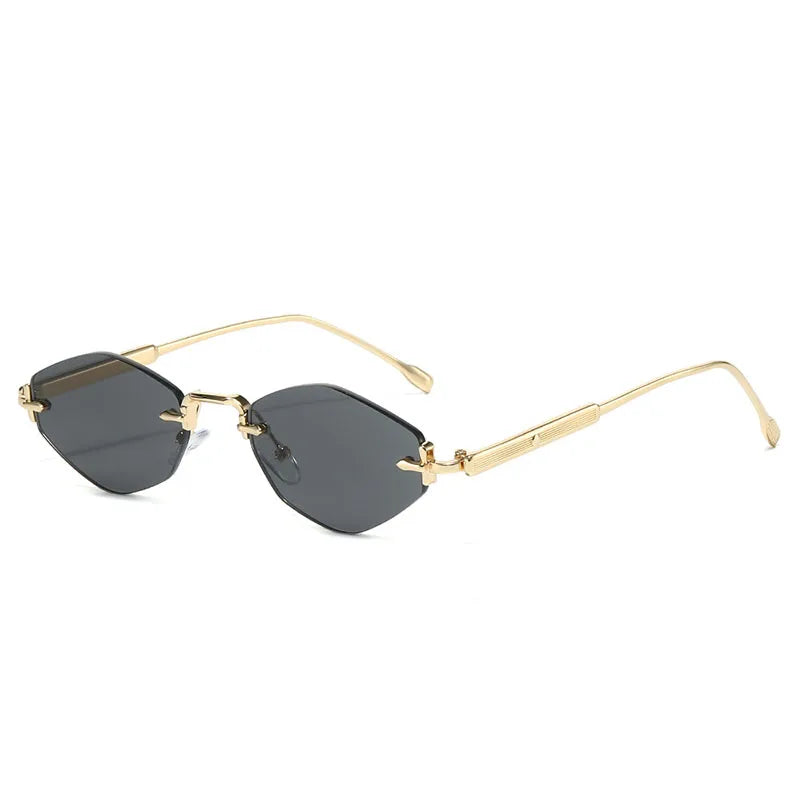 SHAUNA Metal Rimless Rhomb Sunglasses UV400